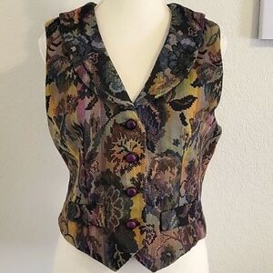 Vintage‎ 1980s 80s Tapestry Handmade Granny Vest Grannycore
